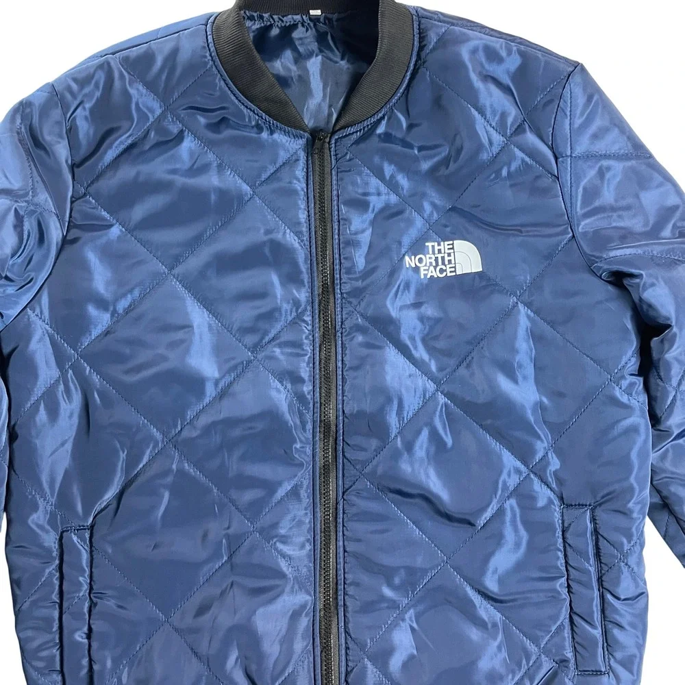 The North Face Mens XL Navy Diamond Quilted Bomber Jacket Full Zip